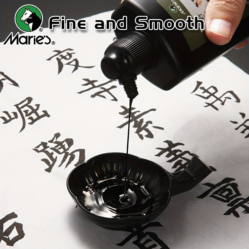 Tinta líquida profesional de tinta sumi de Marie's Brush Ink para escritura y pintura de caligrafía tradicional china y japonesa, adecuada para principiantes y artistas - Negro, 100g (3.5oz) / 250g (8.7oz) / 500g (16.9oz)