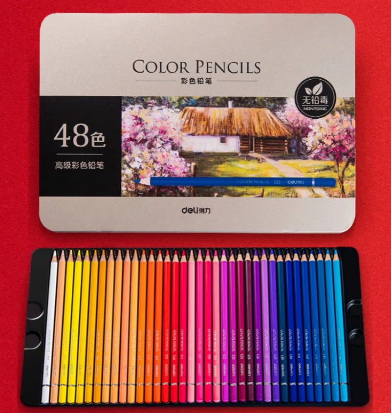 Deli-lápiz De Color artístico,  lápiz De Color para bosquejo De pintura, lápices oleosos Solubles en agua, lápices De Colores Profesionales, dibujo