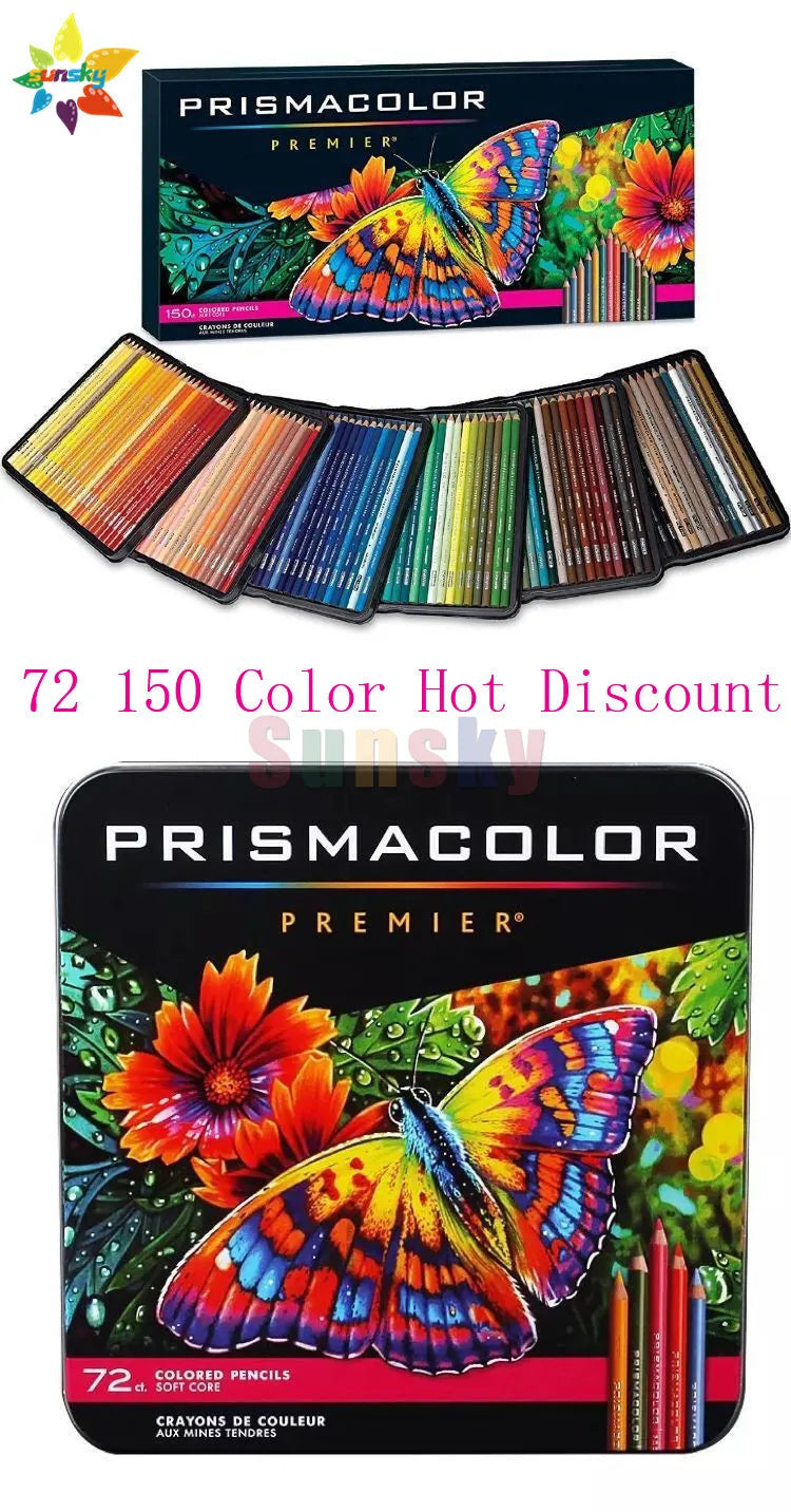 Prismacolor Premier-lápiz de dibujo artístico de color, 150 MM, núcleo suave, Sanford Prismacolor, 24, 36, 48, 72, 4,0