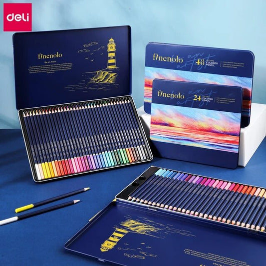 Lápiz de colores profesional Deli 24, lápices de lápices solubles en agua, lápices de colores para niños, suministros de arte