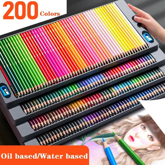 Lápiz de Color aceitoso/agua, 48/72/120/150/200 Colores, lápices de acuarela, escuela de pintura, suministros de arte estacionario, especialidad