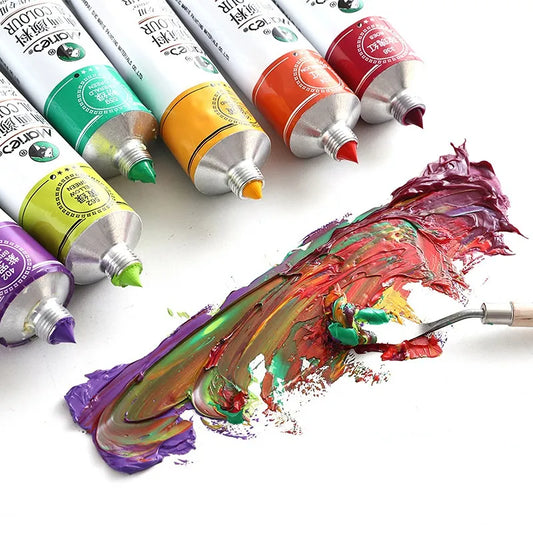 Pintura al óleo de 50ML, tubo de aluminio único cargado, creación de arte para estudiantes, dibujo, pigmento artístico especial multicolor sin olores