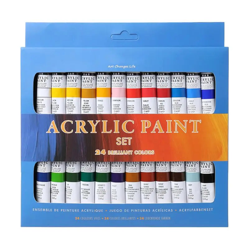 Tubo de pintura acrílica de 12ml, 24 colores, pinturas al óleo profesionales, pigmentos para dibujo, suministros de arte, juego de pintura al óleo