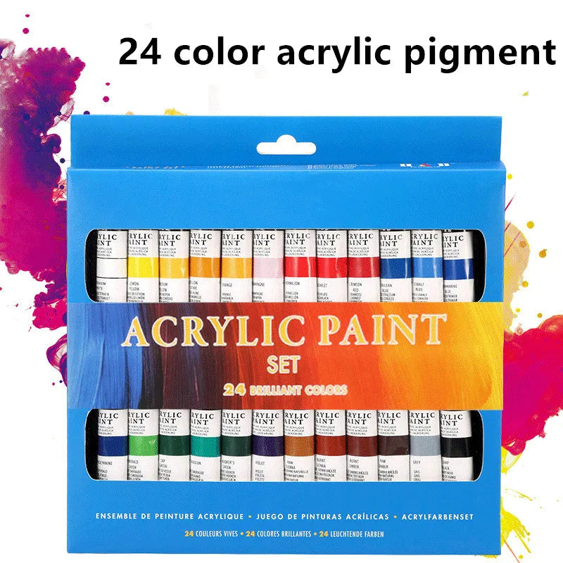 Tubo de pintura acrílica de 12ml, 24 colores, pinturas al óleo profesionales, pigmentos para dibujo, suministros de arte, juego de pintura al óleo