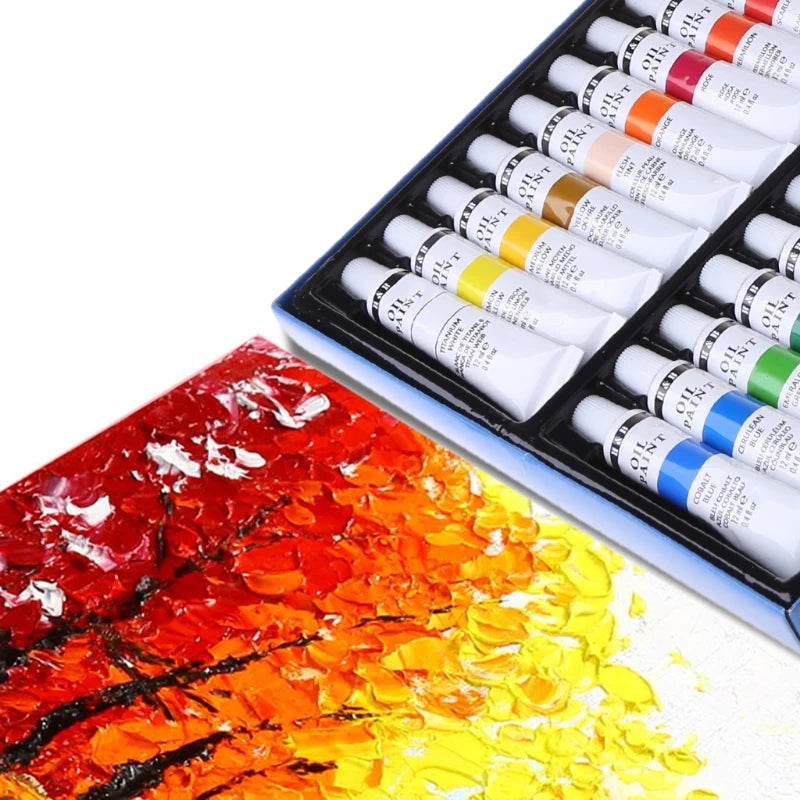 24 colores pintura al óleo profesional pigmento para dibujo juego de tubos de 12ml suministros de arte artístico