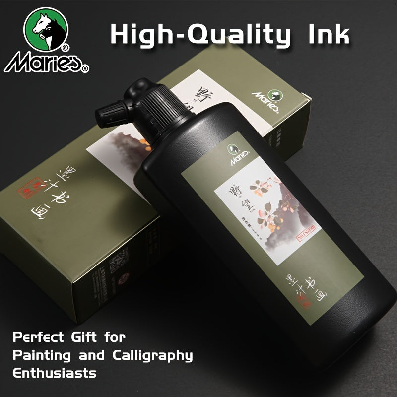 Tinta líquida profesional de tinta sumi de Marie's Brush Ink para escritura y pintura de caligrafía tradicional china y japonesa, adecuada para principiantes y artistas - Negro, 100g (3.5oz) / 250g (8.7oz) / 500g (16.9oz)